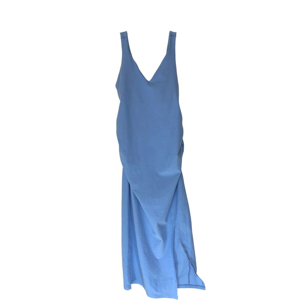 Beyond the Bump The Bump Tank Dress Blue Maternity Motherhood Ruched Medium
